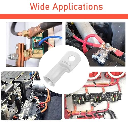 2 AWG 3/8" Stud (25 pcs.), Heavy Duty Tinned Battery Ring Terminal 2 Gauge Connectors 2 Gauge Copper Ring Terminals Wire Lugs Bare Copper Eyelets Tubular Ring Terminal Connectors