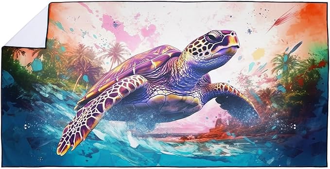 Giant Turtle Beach Towel Oversized 36" x 72", Thin Lightweight Sand Free Quick Dry Microfiber Towel for Swimming Pool Cruise Camping Travel