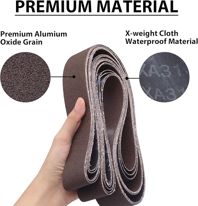 2 x 72 Inch Sanding Belts, 80 Grit Aluminum Oxide Metal Grinding Belts, 2 x 72 Sander Belts for Metal Polishing, Knife Sharpening, 6 Pack
