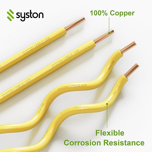 14 AWG Tracer Wire 600V 100% Solid Copper Conductor Direct Burial Underground, Yellow Tracer Wire for Locating Underground Pipes and Lines Gas Electrical Wire Water Sewer Pipe and Fiber Optic, 100 FT
