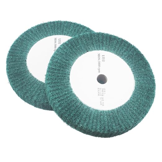 2 Pcs 6'' Non-Woven Buffing Polishing Wheels, 4/5" Arbor 240 Grit Wire Drawing Abrasive Flap Wheels for Die/Bench Grinder (Green)
