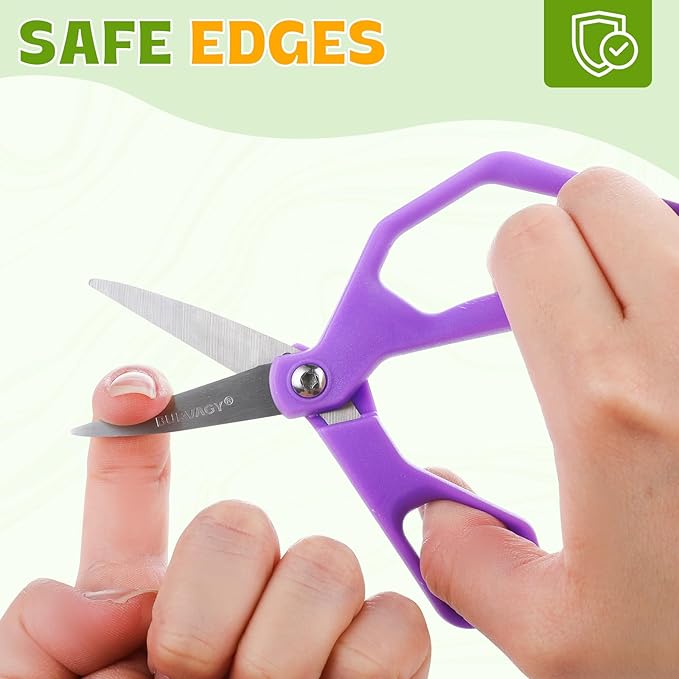 35Pack 5" Small School Student Pointed-Tip Craft Kids Scissors, Stainless Steel Blades Comfort Grip 5 Inch Safety Scissors Bulk for Kids Children Toodler Cutting Paper Crafting