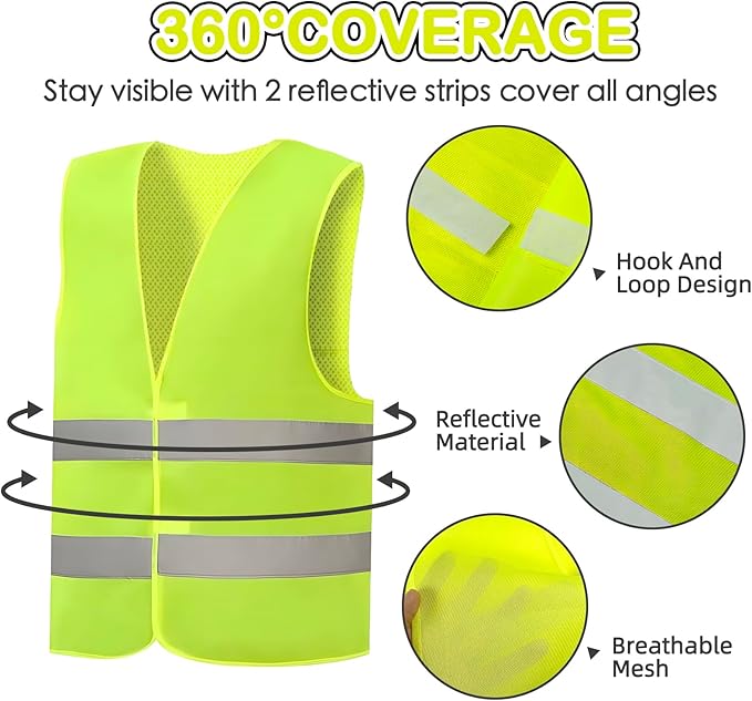 36 Pack High Visibility Safety Vest Bulk Reflective Mesh Security Vest with Silver Strip for Men Women