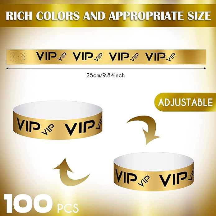 Teling 500 Pack VIP Plastic Wristbands Bracelets Party for Events VIP Custom Wristbands Plastic Bracelets Tear proof Waterproof Wrist Bands Arm Bands for Events Concerts