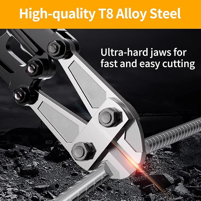 14 Inch Bolt Cutter, Heavy Duty Forged T8 Steel Blade Wire Cutters for Chains, Metal, Screws, Rivets & Fences, Ergonomic Rubber Grip Handle for Industrial Use & DIY Projects
