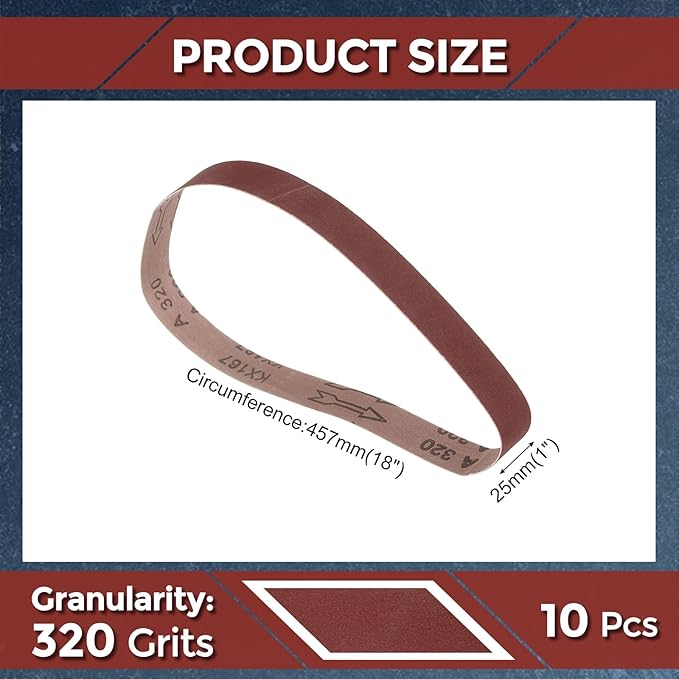10 Pcs Sanding Belts 1 x 18 Inch 320 Grit Aluminum Oxide Abrasive Sandpaper for Belt Sander Metal Grinding Wood Working Weld Rust Removal