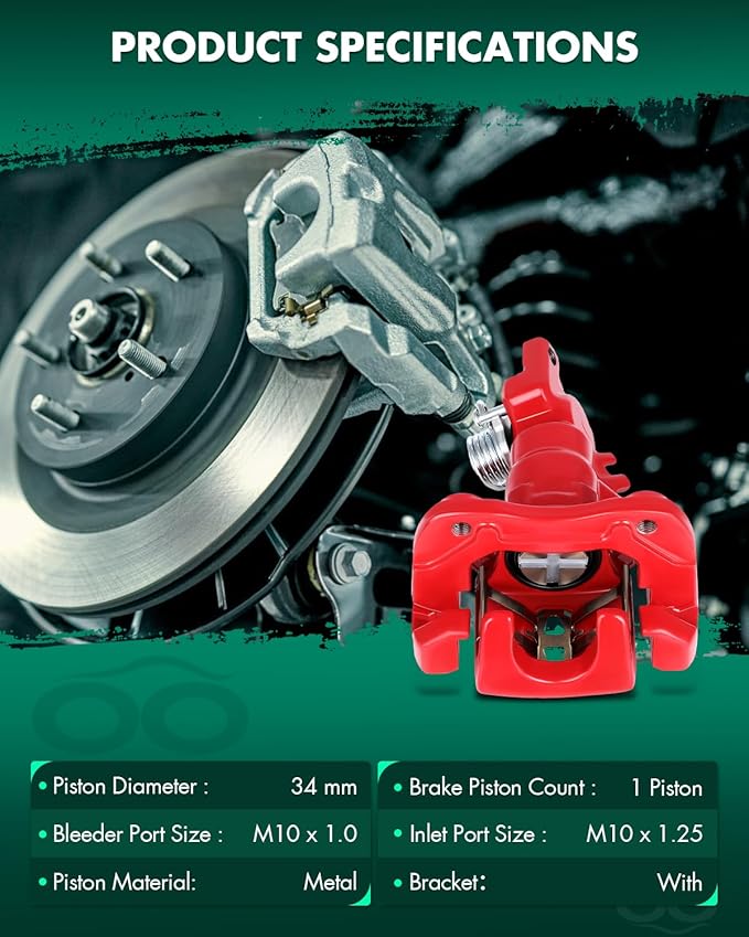 SCITOO 19-B2068 19-B2069 Disc Brake Calipers Assembly with Bracket Red Fit For Acura TSX 2004-2008,For Honda For Accord 1998-2007