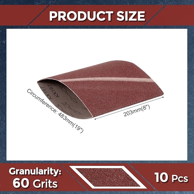 10 Pcs Sanding Belts 8 x 19 Inch 60 Grit Aluminum Oxide Abrasive Sandpaper for Belt Sander Metal Grinding Wood Working Weld Rust Removal