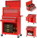 8-Drawer Rolling Tool Chest with Wheels, 2-in-1 Detachable Tool Box with Drawers and Large Cabinet, Rolling Tool Chest Storage Cabinet with Lockable for Warehouse, Garage, Workshop (Red)