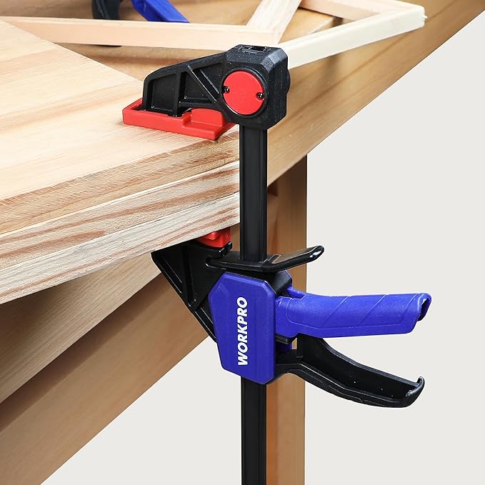 WORKPRO 6" Clamps for Woodworking 2-Pack, Quick-Release Wood Clamps/Spreader Light Duty, One Hand 150 LBS Load Limit, Ideal for Woodworking and DIY Projects