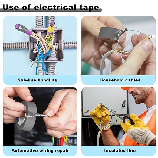 Romeda 9 Pack Electrical Tapes, Electrical Tape Water, Sun, and Oil Resistant, Electrical Tape is Suitable for Most Domestic, Commercial, and Industrial environments - Gray