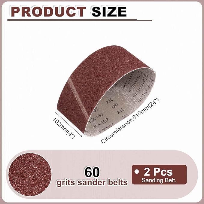HARFINGTON 4 x 24 Inch Sanding Belts, 12 Pcs 60 Grits Aluminum Oxide Abrasive Belt Sander File Belt for Woodworking, Metal Polishing, Knife Sharpener