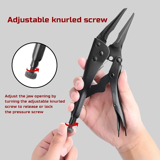 Lichamp 5PCS Vice Locking Pliers Set, 10 9 7 6 5 inches Curved Jaw Vise and Curved Jaw Grip Pliers Set