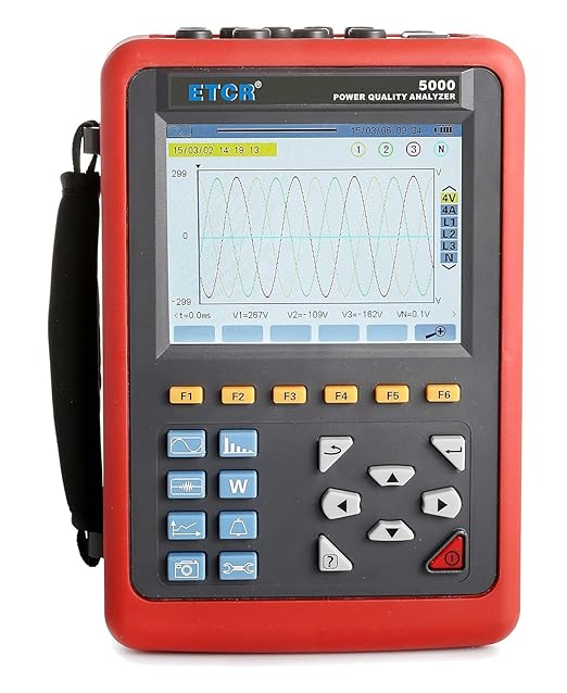 ETCR5000 3 Phase Power Quality Analyzer Three Phase Multi-Functional Power Quality Logger with ETCR040B Ф40mm Current Clamp Sensor 4PCS Range 0.10A-100A