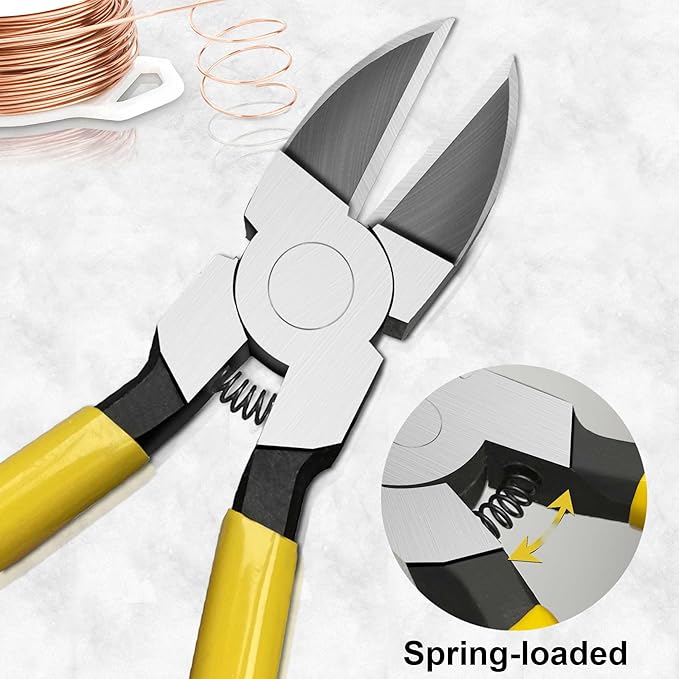 7in. Wire Cutters, Ultra Sharp Small Side Cutter Clippers with Spring Loaded, Flush Cutting Pliers, Diagonal Cutting Plier for Jewelry Making, Crafting, Electrical