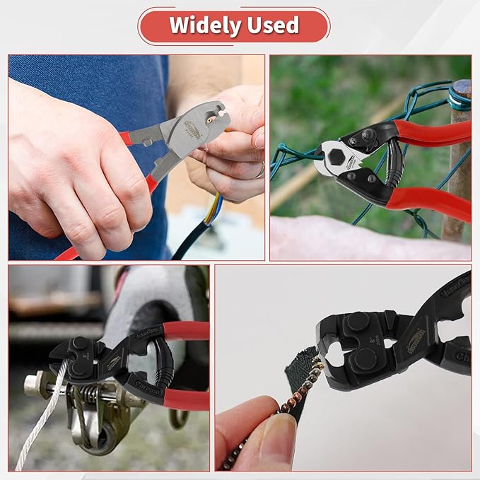 4Pcs Bolt Cutter Pliers Set, 8" Cable Cutter, 8" Bolt Cutter, 8" Wire Rope Cutter, 8" End Cutting Pliers with Toolbox, Cr-V Blade for Cutting Locks, Barbed Wire, Steel Wire, Chains, Rivets