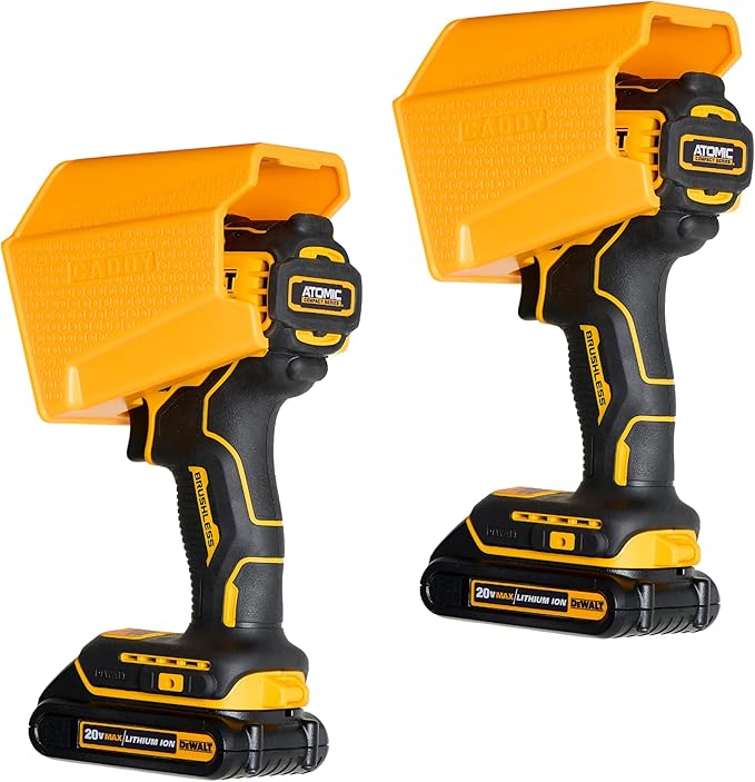 Drill Holder, Power Tool Organizer, Utility Storage Rack | Universal Wall Mount Cordless tools holder fits most drills like Dewalt Drill (2-PACK) (Yellow)