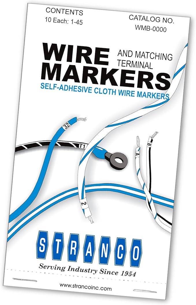 Premium Wire Marker Book for Cable Management, Vinyl-Coated, High-Tack Adhesive, Electric Panel Wire Label Stickers - 10 Pages, 1 Book, Numbered 1-45 (Pack of 5)
