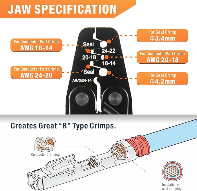 iCrimp Sealed Waterproof Terminals Crimping Tool Wire Crimper for Delphi Metri-Pack 150, 280 & Weather-Pack Terminals AWG24-14