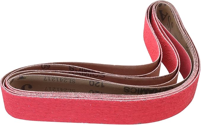 2 x 42 Inch Ceramic Sanding Belts, 2x42 Metal Grinding Belts, 36/40/60/80/120 Grits Sander Belt for Knife Sharpening, 5 Pack