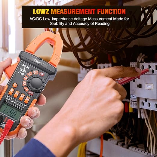 Clamp Meter Digital, AC/DC Current, Electrical Tester Digital, True RMS 4000 Counts, Auto-Ranging Measures AC/DC Voltage, Continuity, Frequency, Capacitance, Resistance, Duty-Cycle, Diodes
