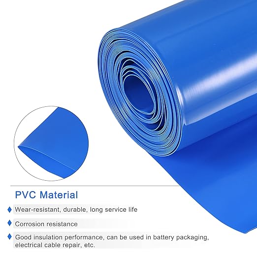 MECCANIXITY Battery Wrap PVC Heat Shrink Tubing 26mm Dia 43mm Flat 10 Feet(3meters) Blue Good Insulation for Battery Pack