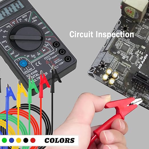 5PCS Alligator Clips Test Leads Dual Ended Crocodile, Alligator Clips Electrical Test Leads Set,Jumper Wires Heavy Duty with,for Electrical Testing, 5 Colors 3.28 ft(Y-Y 1m 5S)