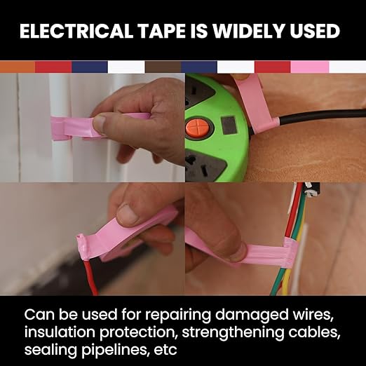 Lichamp 10-Pack Colored Electrical Tape Waterproof, 3/4 in x 66ft, Industrial Grade UL/CSA Listed High Temp Electrical Tape Colors Electric Super Vinyl, 1075C3