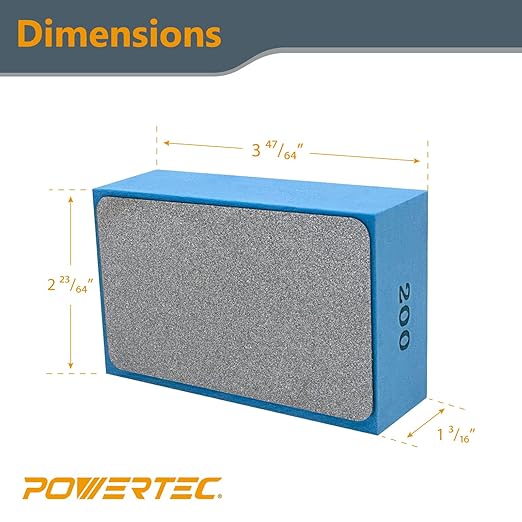 POWERTEC 72305 Diamond Hand Polishing Pads 2Pack, 60 & 200 Grits, Diamond Sanding Block for Polishing and Grinding Porcelain, Ceramic Tile, Glass, Granite, Stone, Wood & Metal