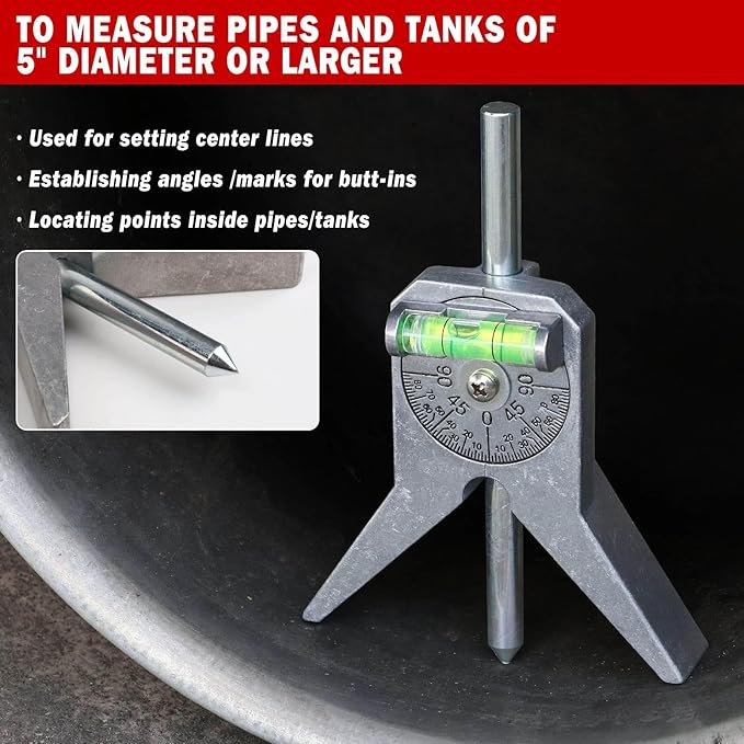 Pipe Locator Pipe Center Finder Safety Pipe Marker Centering Head Tool Round Bar Center Finder High Accuracy Positioning Pipe Fitter Tool with Centering Head