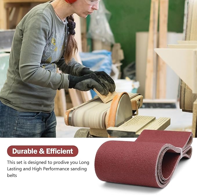 6 x 48 Sanding Belts, 80 Grit 6x48 Inch Sanding Belt for Belt Sander, 6x48 Aluminum Oxide Belt Sander Sanding Belts for Woodworking, 6 Pack(6x48in, 80 Grit)