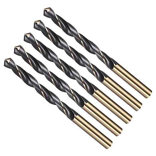 Drill Bit, 10mm Cutting Diameter, 4341 HSS Gold and Black 118° Cutting Angle Number Jobber Bits - (Applications: for Drilling Soft Metal Plastic Wood), 5-Pieces