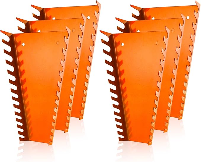 ALOANES 78-Slot Metal Wrench Organizer, Heavy Duty Wrench Organizer Tray for Tool Box, Fit SAE & Metric Wrench Storage, 6 Pack Wrench Holders(Orange)