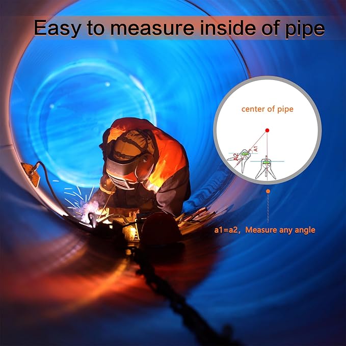 Upgraded Pipe Center Finder, Measure Pipe Diameter, Pipefitter Tools With Centering Head, Measure Pipe Diameter Over 0.5" & up With 4" Y-Type Base and Adjustable Dial Bubble Protractor