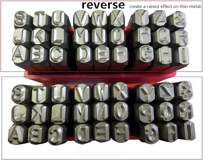 27pcs Heavy Duty Steel Stamp Uppercase Reverse Letters 5/64 2mm Hand Stamping Character Mark Code Alphabet Punch Kit for Bracelet Ring Jewelry Sheet Metal Plate Making Mold Die