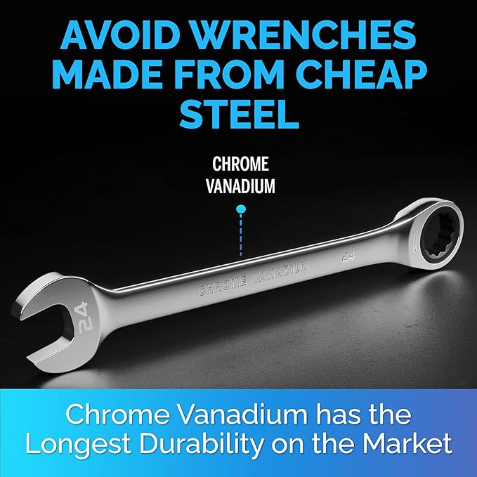 TOOLGUARDS 24mm Wrench - Ratcheting Wrench - Slim Profile - Ratchet Wrench - 100% Lifetime Satisfaction Guarantee