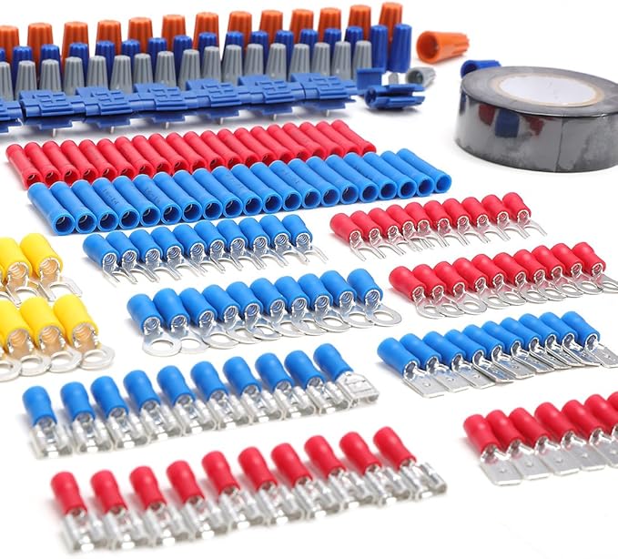WORKPRO 582-piece Crimp Terminals, Wire Connectors, Heat Shrink Tube, Electrical Repair Kit with Wire Cutter Stripper