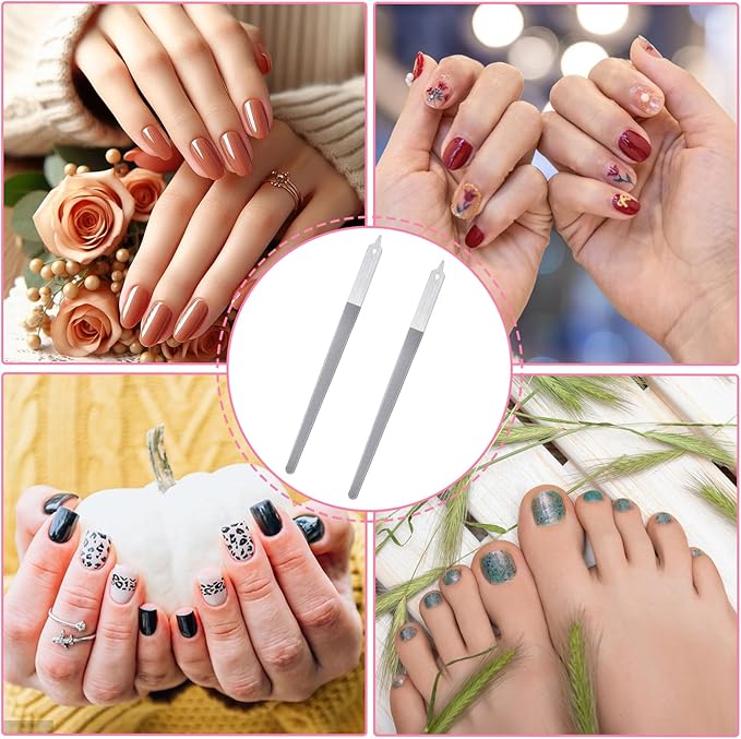 4 Pcs Diamond Deb Nail File Metal Nail File with Sharp Pointed Tip, Stainless Steel Nail Filer Metal Nail Files for Natural Nails Double Sided Manicure Pedicure Toenails Tools for Salon Home (Large)