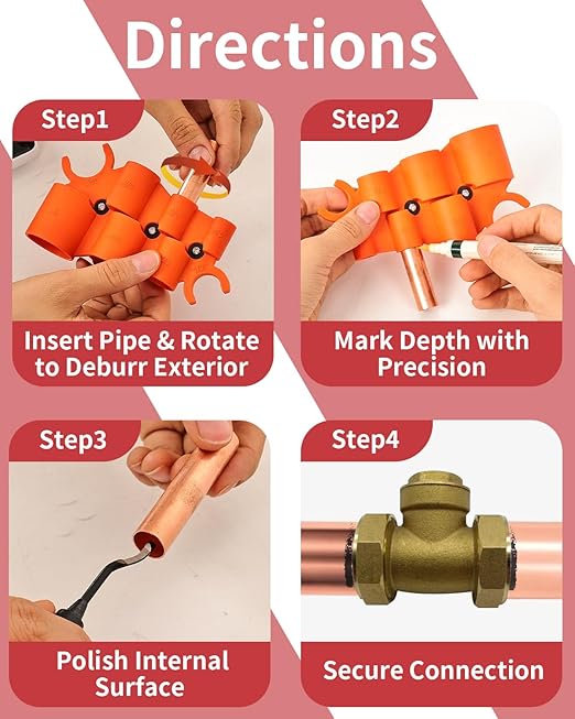 12 Pcs 1/4-1 Inch Depth Gauge and Pipe Deburring Tool, Removal Tools Set for Sharkbite Fittings, Deburring Tool with 5 High Speed Steel Blades,Plumbing Tools Kit for PEX Copper PVC CPVC Pipes
