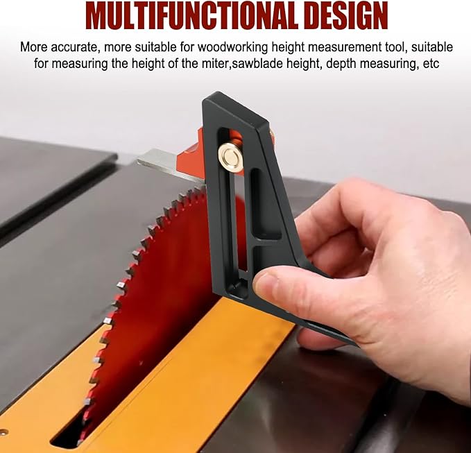 Table Saw Height Gauge, Woodworking Height Gauge in Inches Depth Gauge Woodworking Router Height Adjuster Table Saw Accessories for Wood Working, Aluminum Alloy
