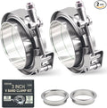 2 Pack 3 Inch V Band Clamp Kits - Quick-Release with Male/Female Flanges, 304 Stainless Steel, Leak-Resistant Interlocking Design for Exhaust, Turbo, Downpipe, Intercooler Piping (2, 3.0in)