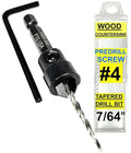 FTG USA Adjustable Wood Countersink Drill Bit #4 (7/64") with Tapered Drill Bit for Woodworking