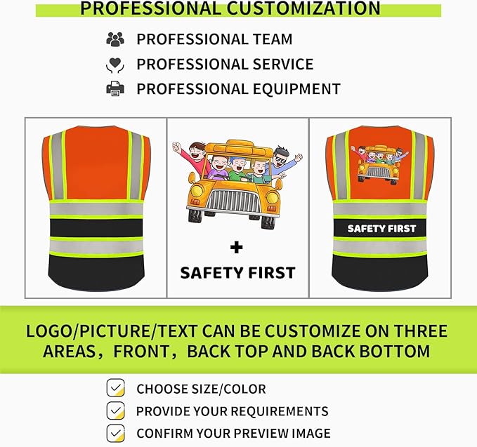 BeautyWill Custom Logo 10/20 Pack Safety Vest Class2 High Visibility Vest with Pockets Breathable Construction Vest Bulk