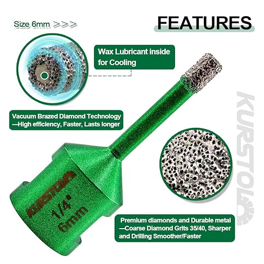 Tile Hole Saw Kit - 7pcs Diamond Core Drill Bits 6/8/10/20/35/50/65mm+4/5" Milling Finger Bit+2" Beveling Chamfer Bit+SDS Shank to 5/8"-11 Thread for Porcelain Ceramic Marble Granite