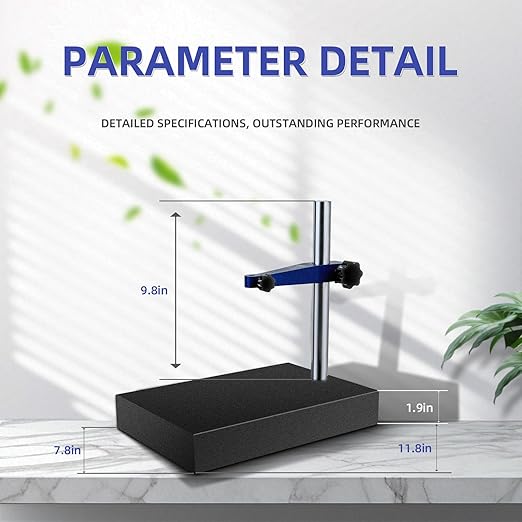 The Granite Base Bracket is Used in Conjunction with a Digital Indicator dial, and The Granite Measurement Platform has a Size of 300mm * 200mm*50mm(11.8in * 7.8in * 2in) Granite Base﻿(ACE-ST)