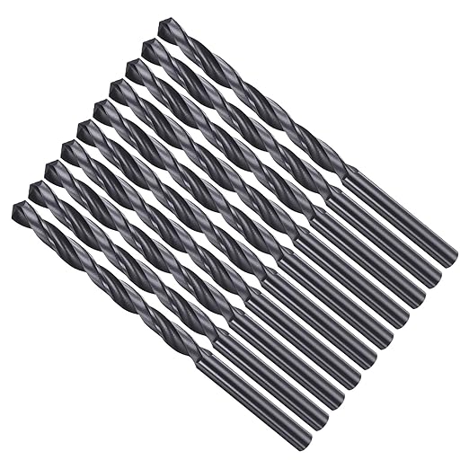 Drill Bit, 4.5mm Cutting Diameter, 4241 HSS Nitriding Black 118° Cutting Angle Versatile Jobber Bits - (Applications: for Drilling Plastic Wood Soft Metal), 10-Pieces