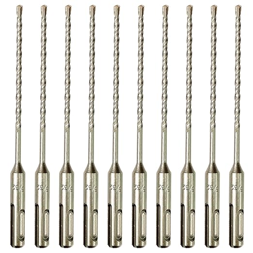 10-Pack SDS Plus 5/32" x 6" Rotary Hammer Drill Bits, Carbide Tipped for Brick, Stone and Concrete