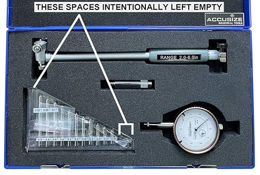 Accusize Industrial Tools 2-6 inch by 0.0001'' Dial Bore Gauge Set, 6'' Stem Length, Ee20-1006