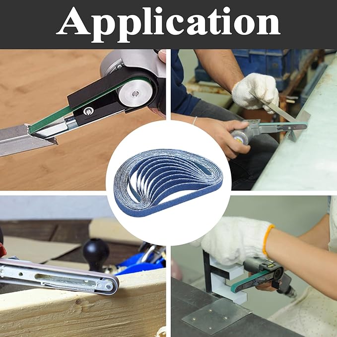 1/2 x 18 Zirconia Sanding Belts, 35 Pcs 7 Each of 40/60/80/100/120 Assorted Grits, 1/2x18 Inch Sanding Belts for Air Belt Sander, Knife Sharpening, Metal Polishing, Woodworking