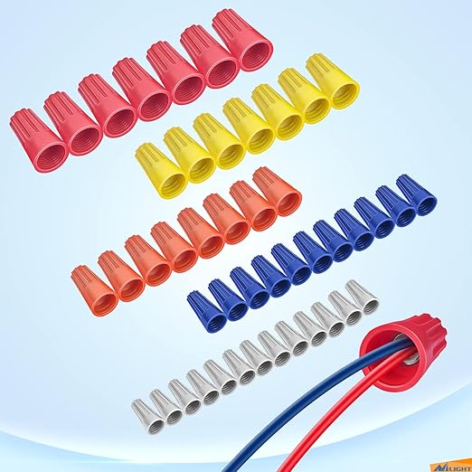 Nilight 220PCS Wire Screw Caps Terminals Kit 5 Sizes Electrical Assortment Spring Thread Insulated Twist on Connectors for 22-12 AWG Wires